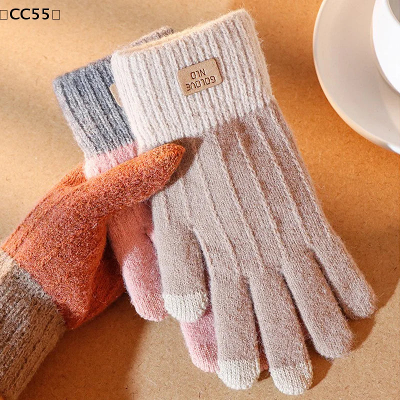 Women's Thick Plush Knitted Touchscreen Winter Gloves