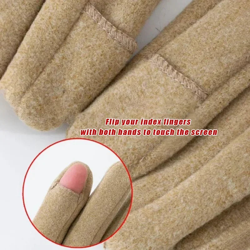 Women's Touchscreen Winter Gloves | Faux Fur Windproof Knit