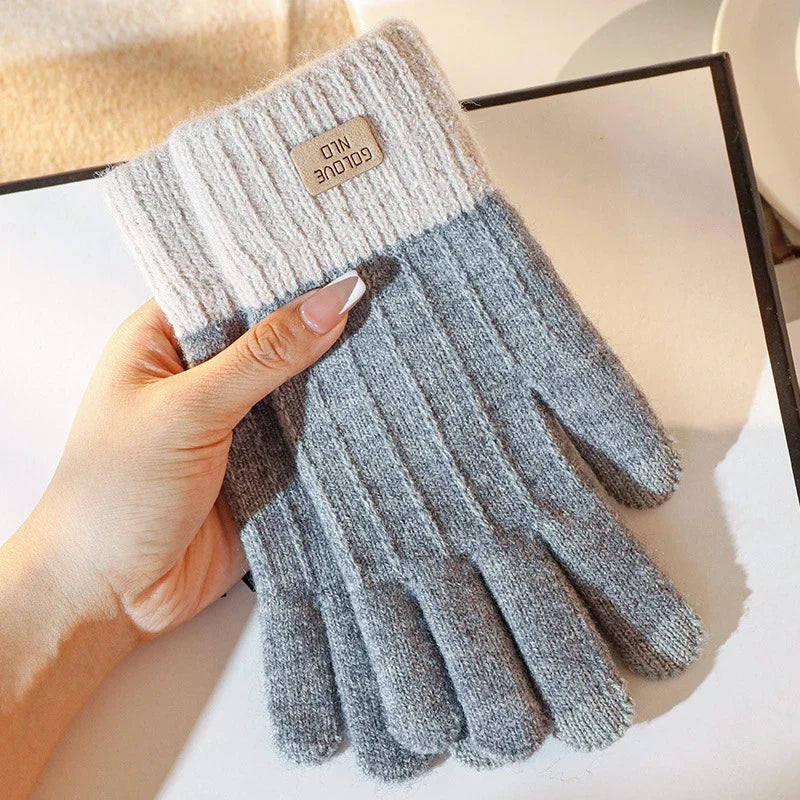 Women's Thick Plush Knitted Touchscreen Winter Gloves
