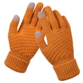 Winter Touch Screen Gloves Women Men Warm Stretch Knit Mittens Imitation Wool Thicken Full Finger Gloves(Yellow)
