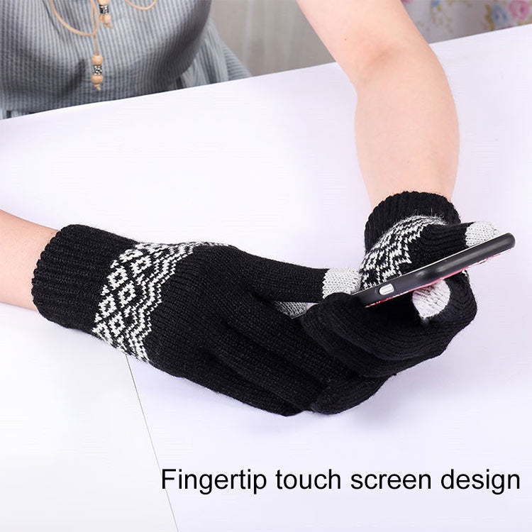 Winter Touch Screen Gloves Women Men Warm Stretch Knit Mittens Imitation Wool Thicken Full Finger Gloves(Yellow)