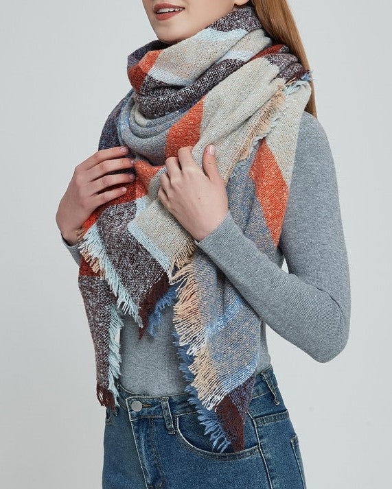 Oversized Tartan Plaid Blanket Scarf