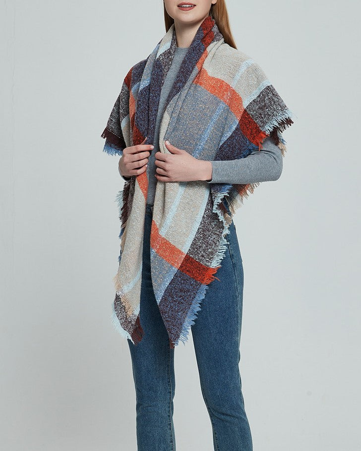 Oversized Tartan Plaid Blanket Scarf
