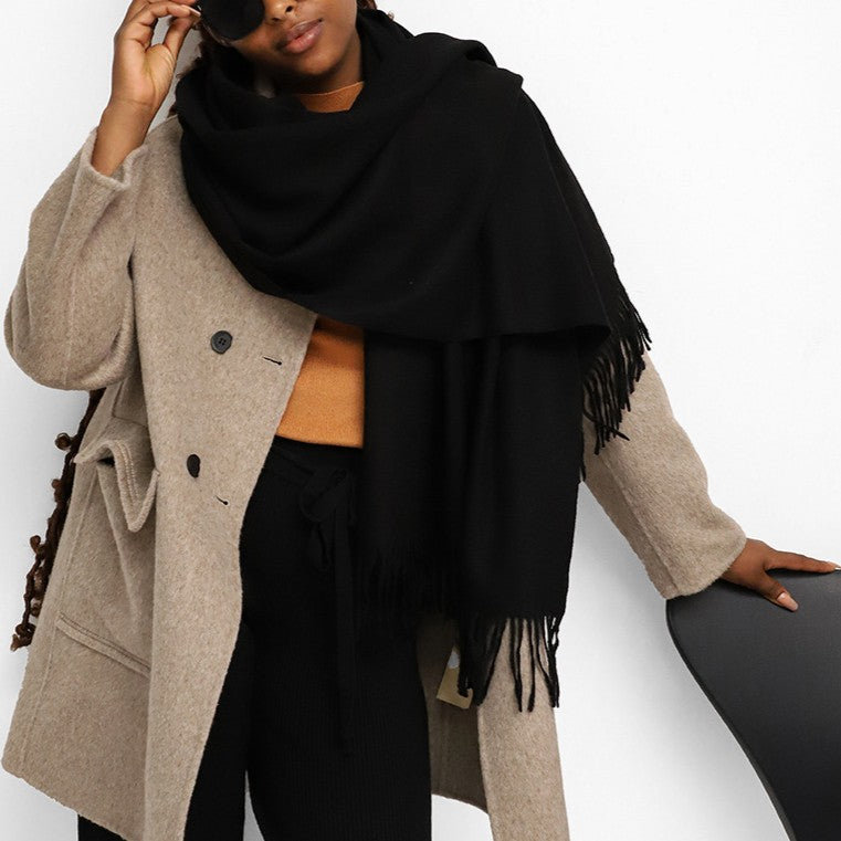 Oversized Brushed Tassel Blanket Scarf Wrap