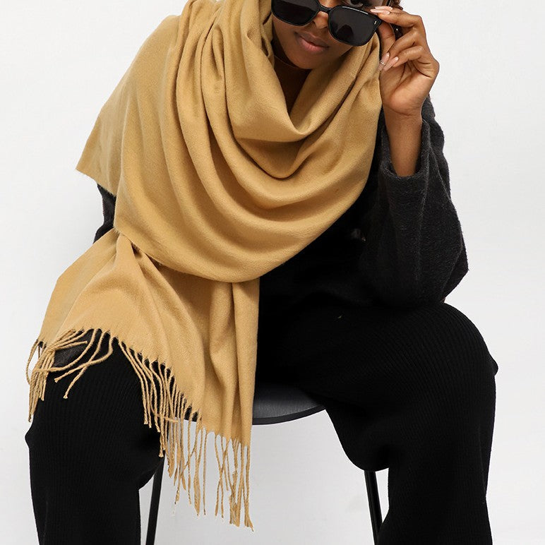 Oversized Brushed Tassel Blanket Scarf Wrap