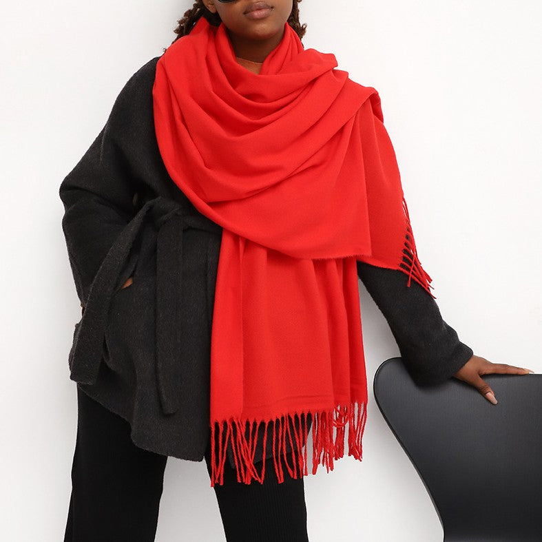 Oversized Brushed Tassel Blanket Scarf Wrap
