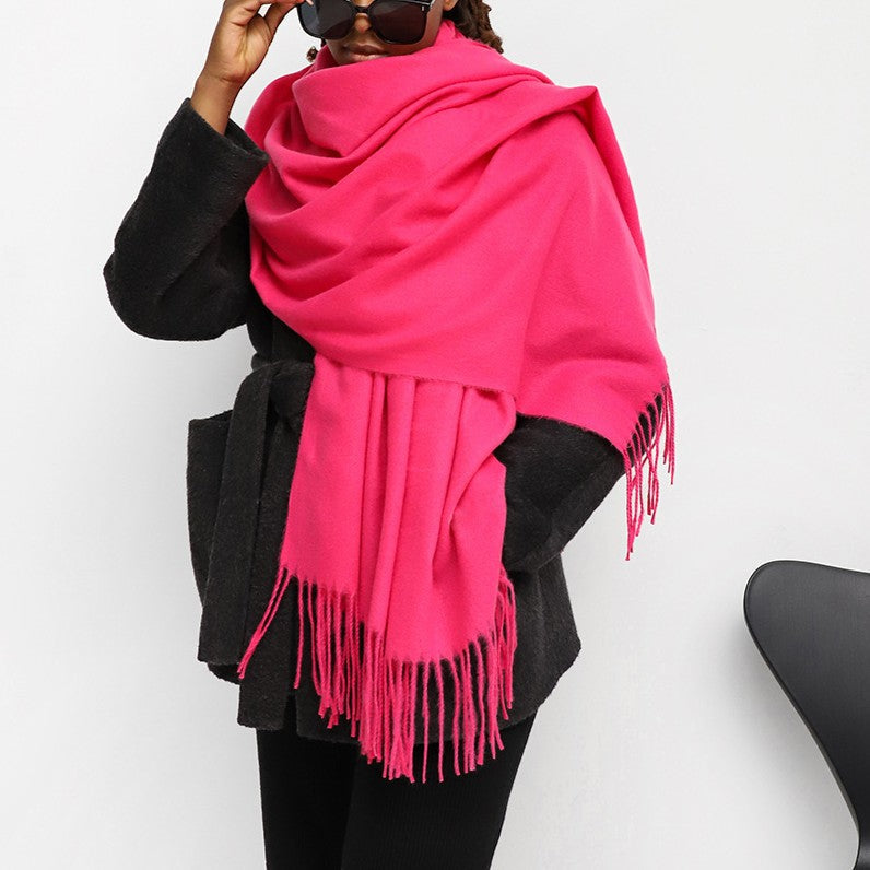 Oversized Brushed Tassel Blanket Scarf Wrap