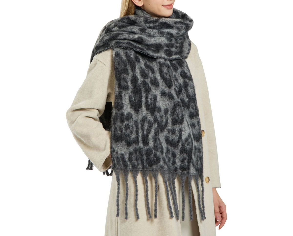 Brushed Animal Print Oversized Blanket Scarf