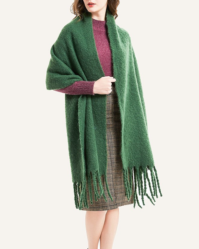 Chunky Brushed Fringe Blanket Scarf