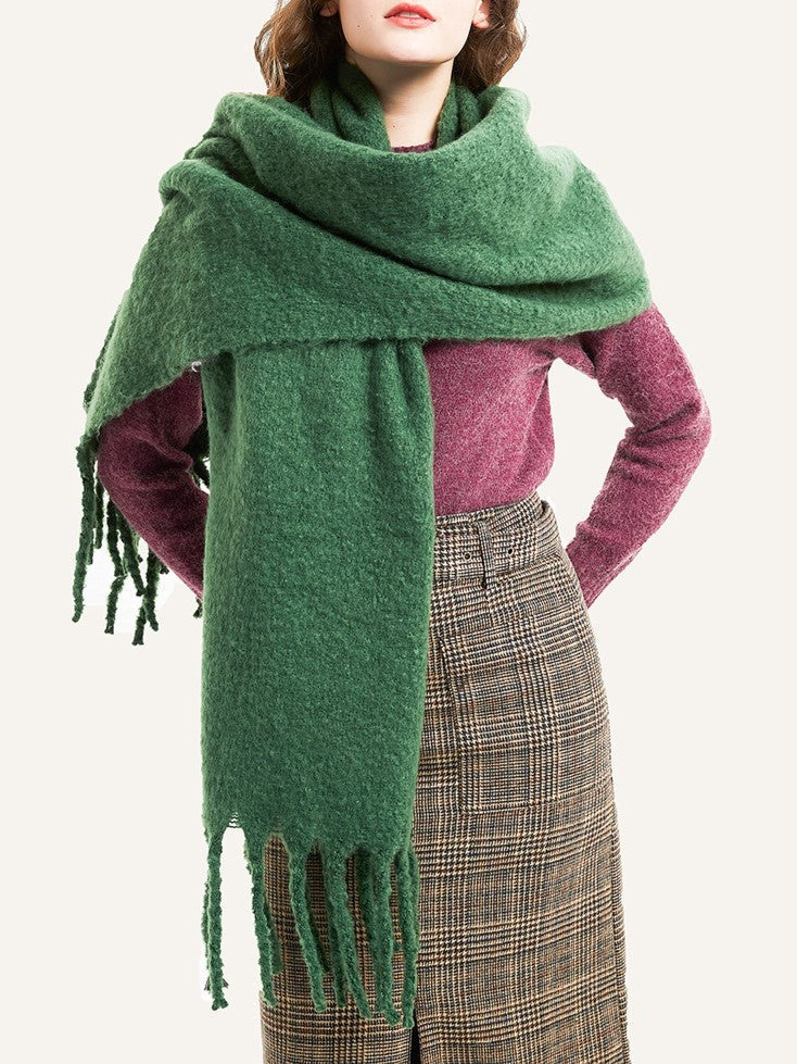Chunky Brushed Fringe Blanket Scarf