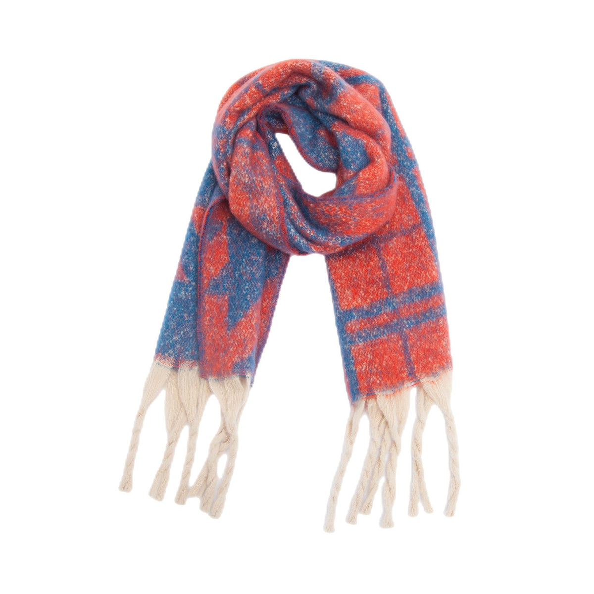 Chunky Fringe Plaid Blanket Scarf