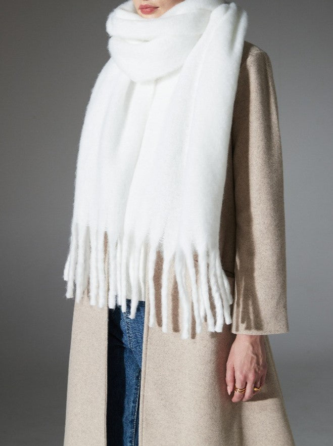 Brushed Blanket Scarf With Long Fringe
