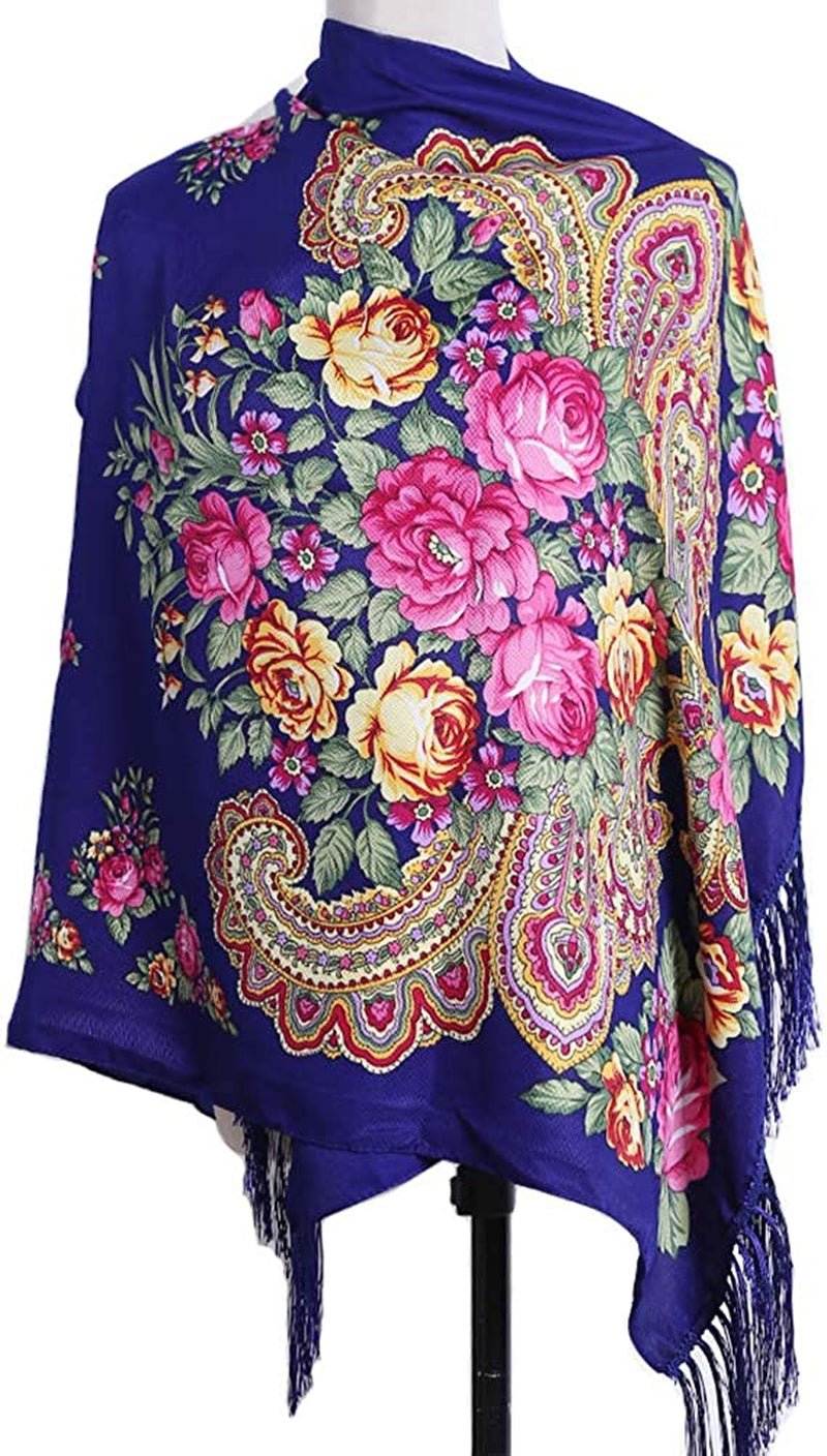 Traditional Tassel Exotic Wrap Printed Scarf for Women Warm Soft Large Long Rectangular Fashion Scarves