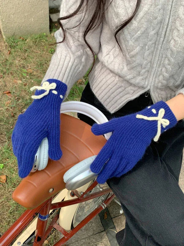 Women's Bow-Knot Touch Screen Fingerless Gloves
