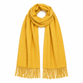 Mustard Yellow Oblong Scarf with Tassels Lightweight Soft Solid Wrap for Women