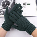 Winter Touch Screen Jacquard Knitted Gloves - Green