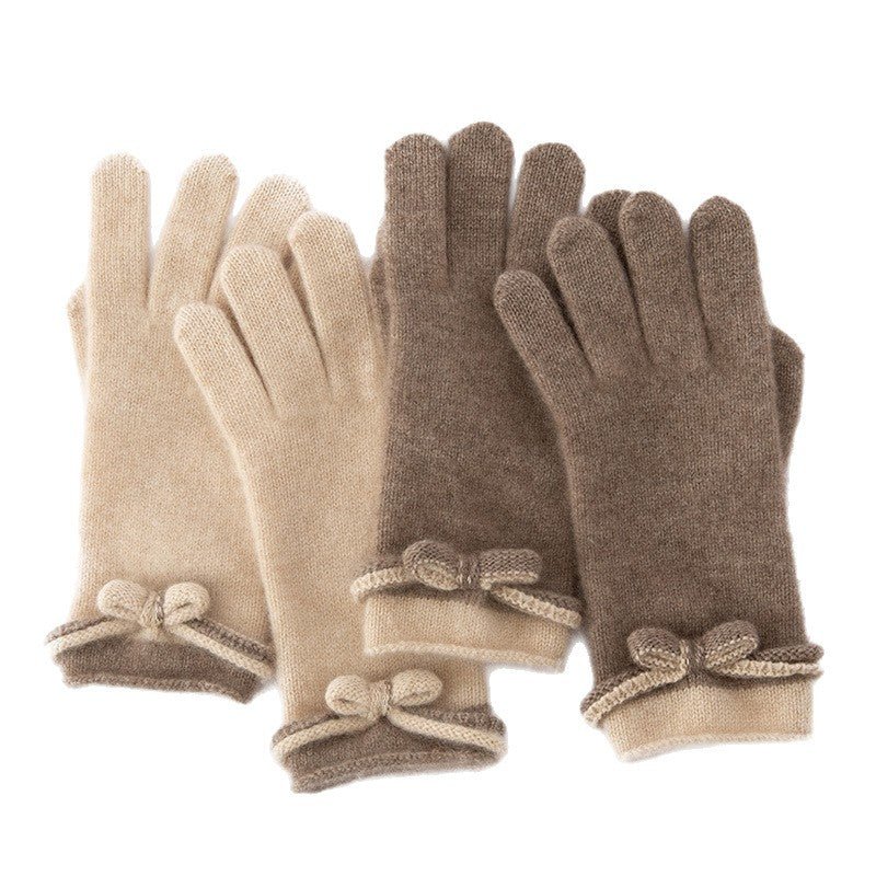 Womens 100% Cashmere Gloves with Bow Cashmere Dress Gloves